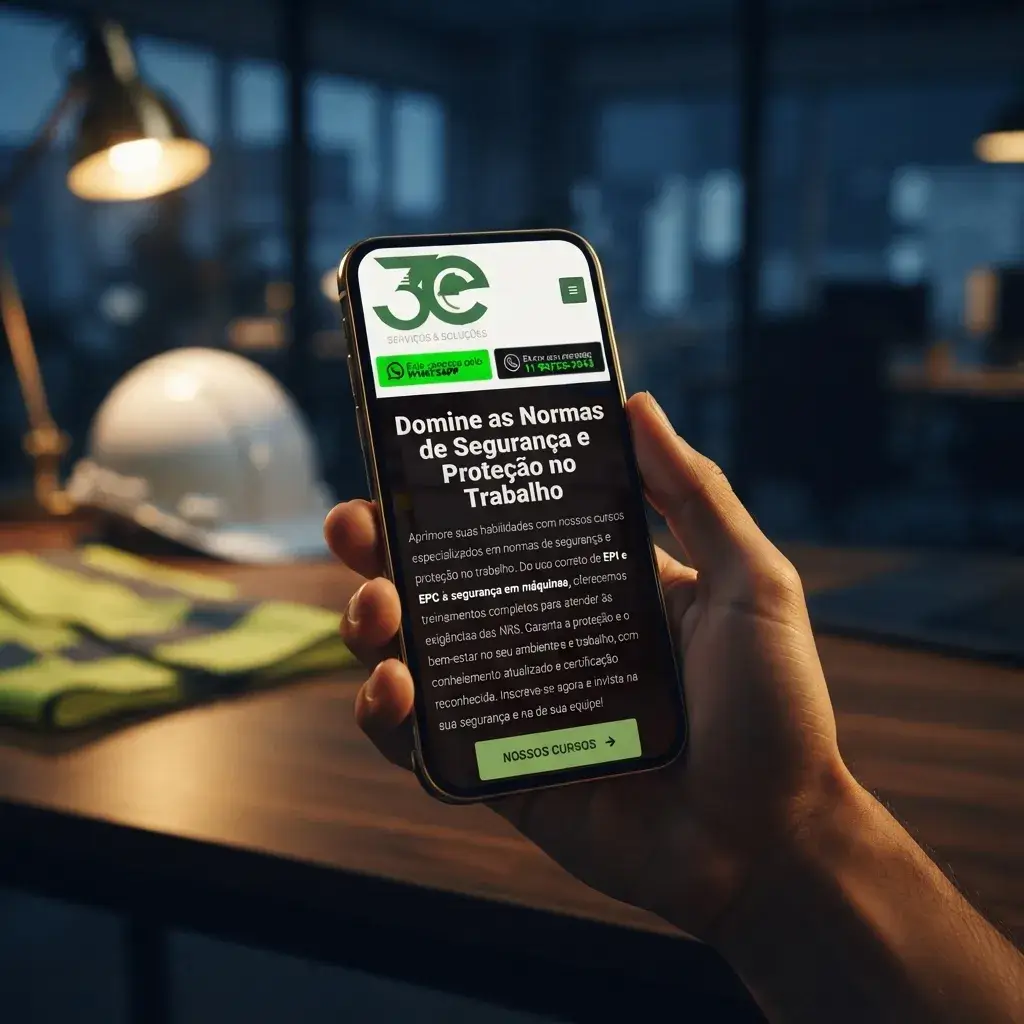 Versão mobile do site de 3E SST em uso