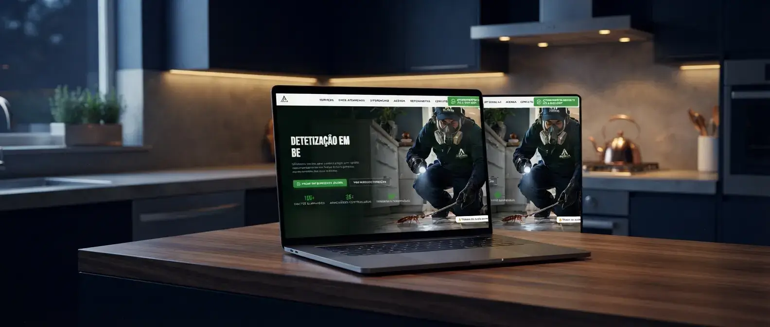 Site de Alpha Dedetização em uso no ambiente do negócio