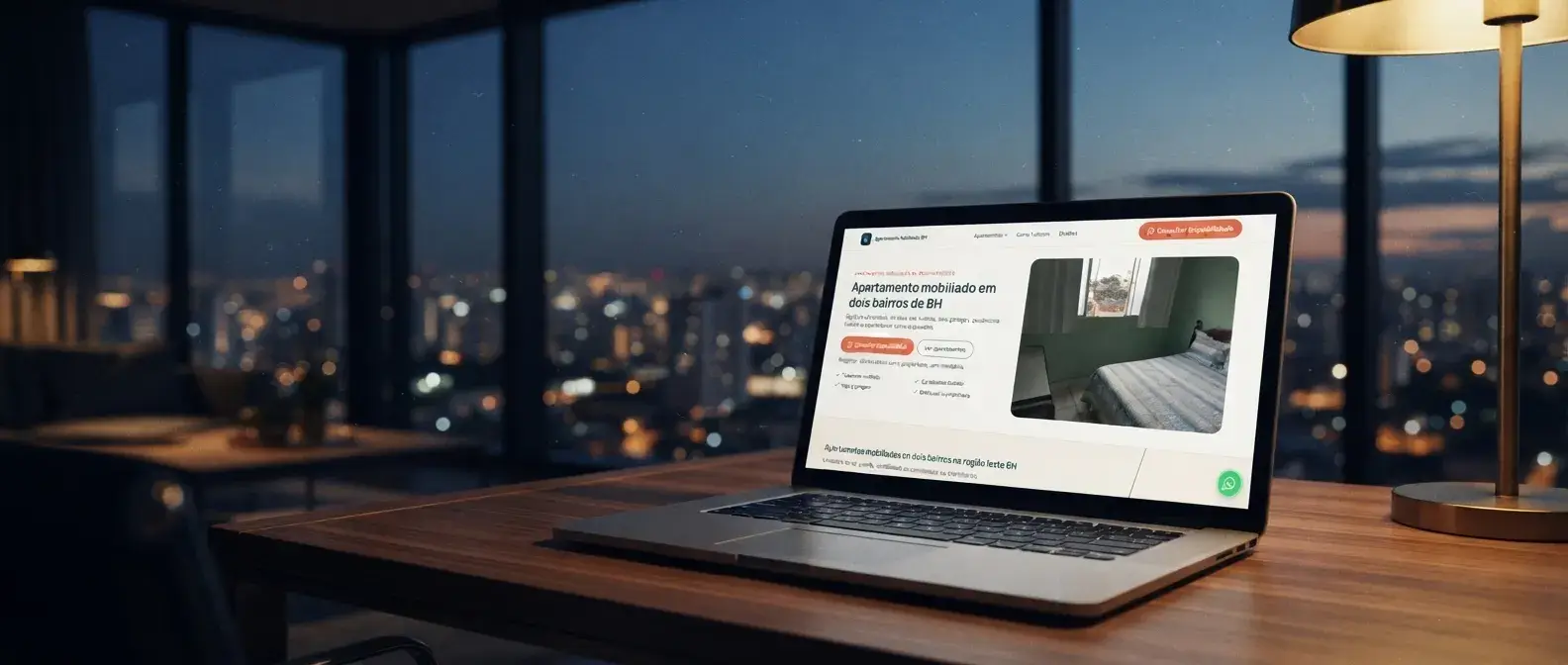 Site de Apartamento Mobiliado BH em uso no ambiente do negócio