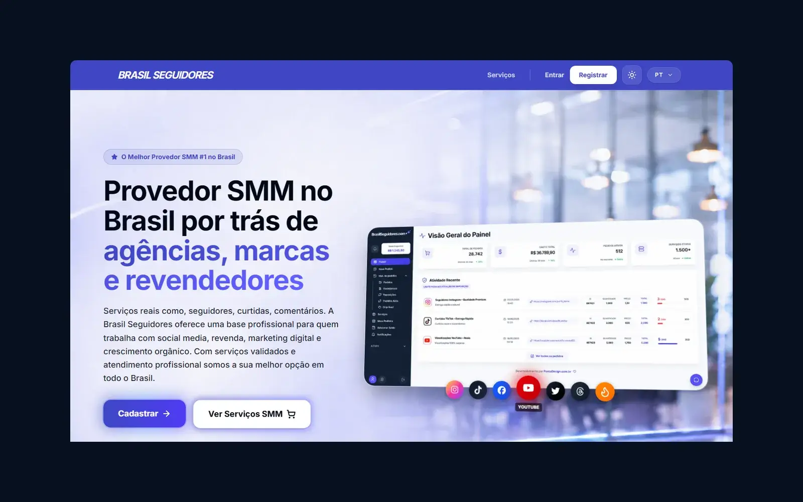 Site de Brasil Seguidores em janela de navegador
