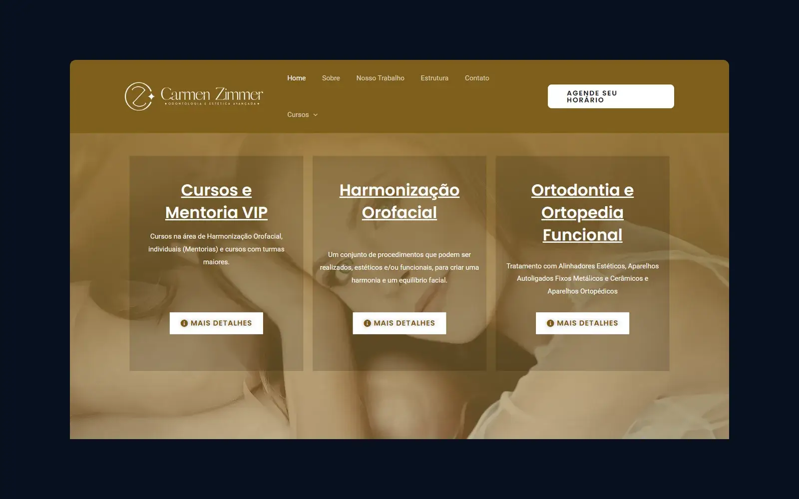 Site de Carmen Zimmer em janela de navegador
