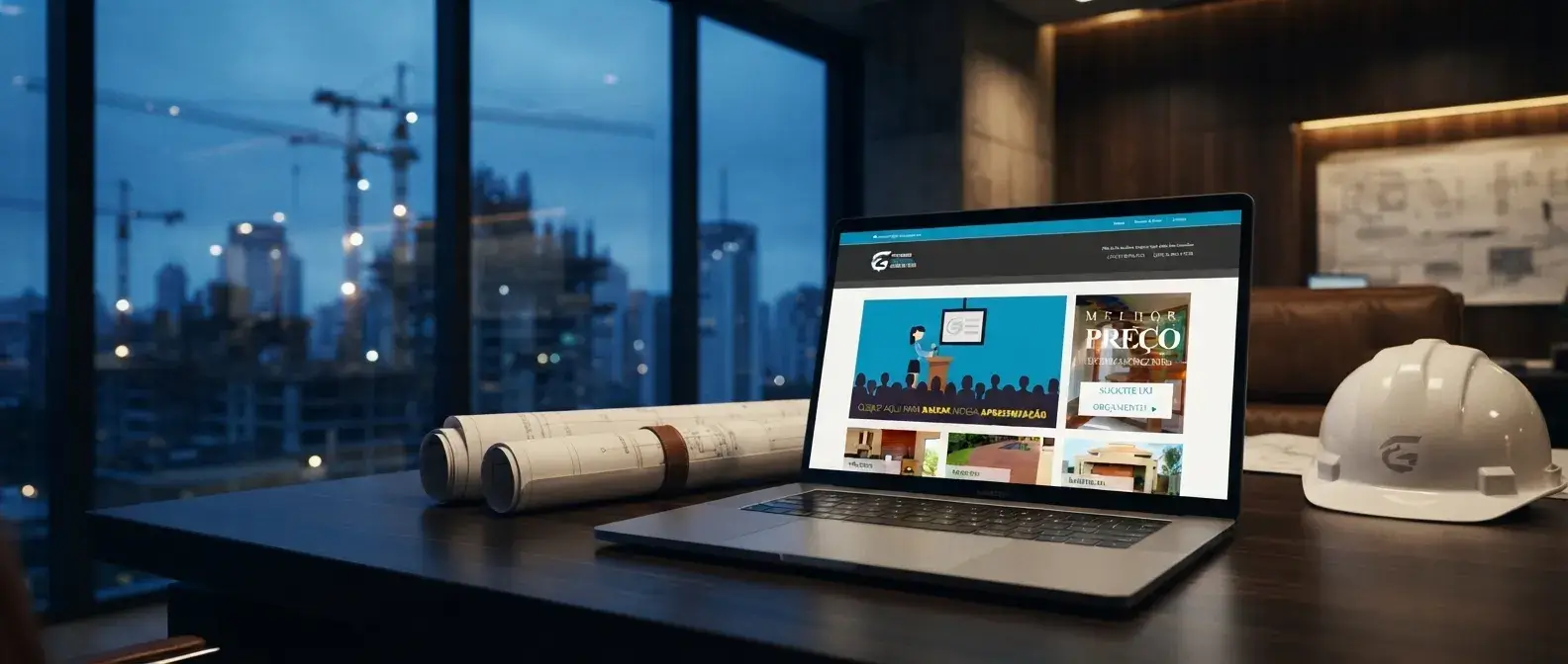 Site de G2 Engenharia em uso no ambiente do negócio