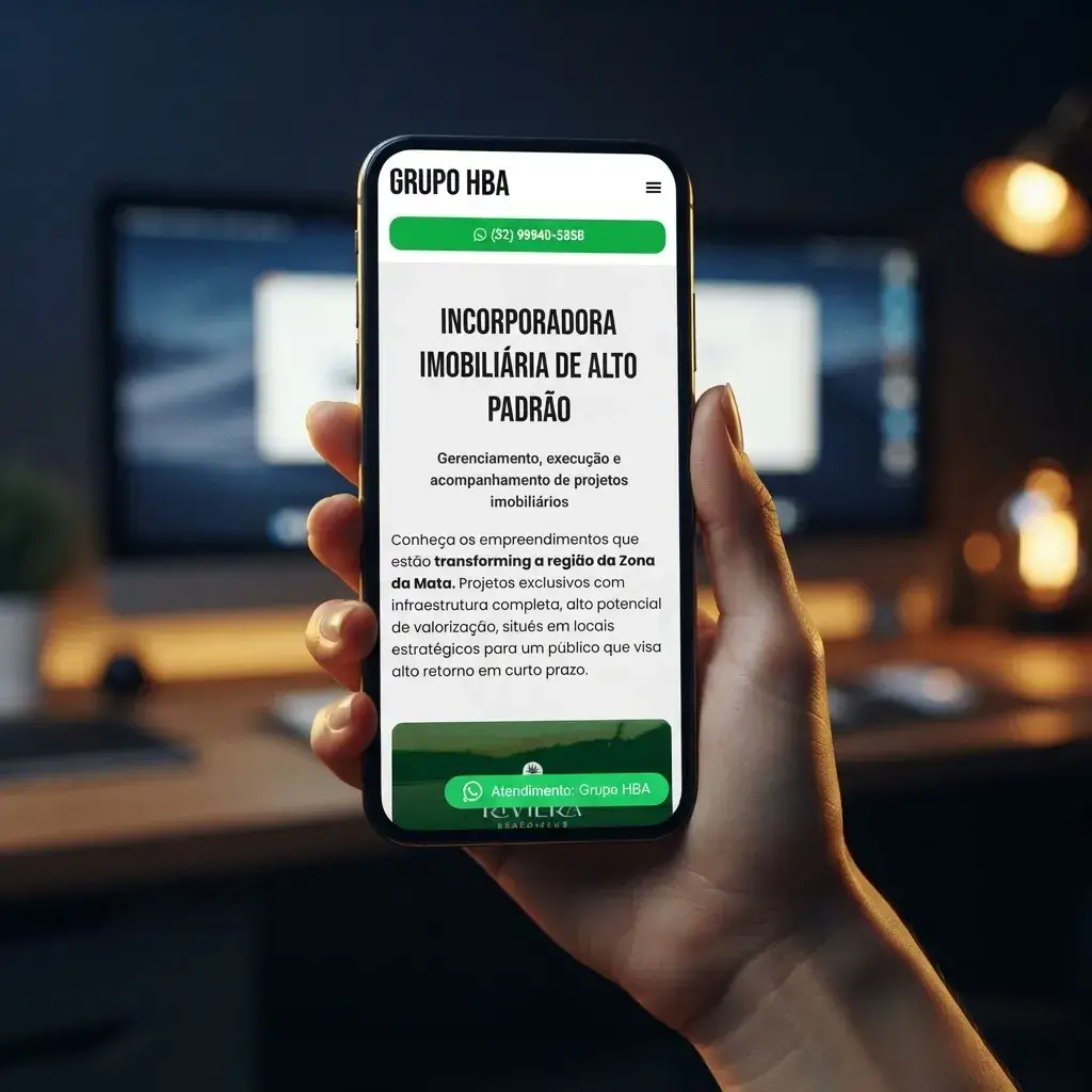 Versão mobile do site de GHBA em uso