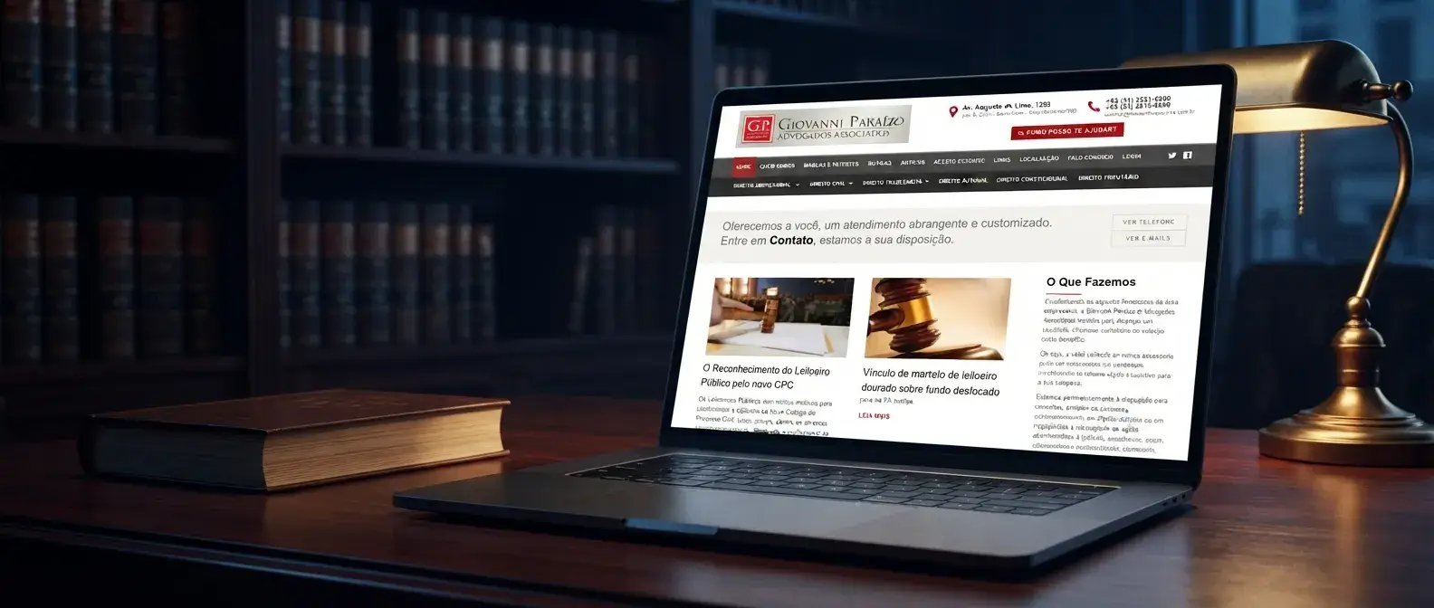 Site de Paraizo Advogados em uso no ambiente do negócio