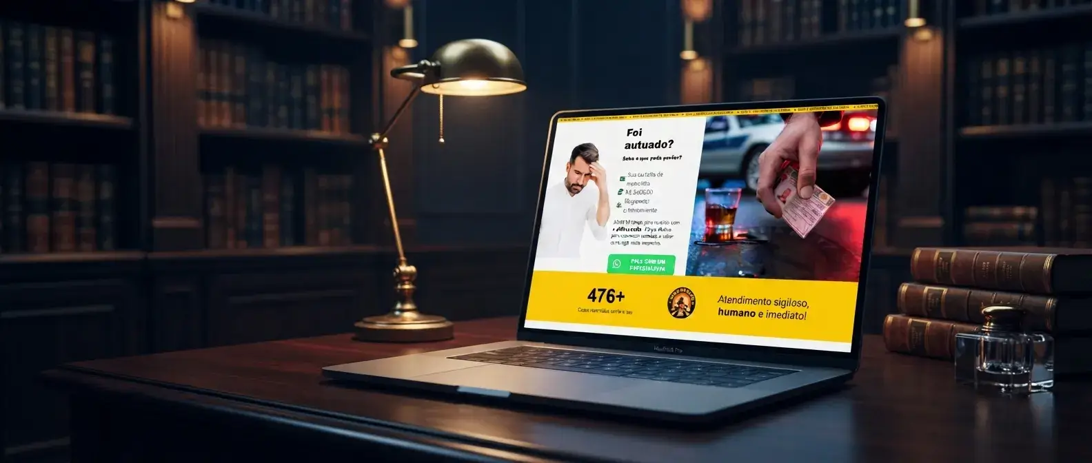 Site de Parei na Blitz em uso no ambiente do negócio