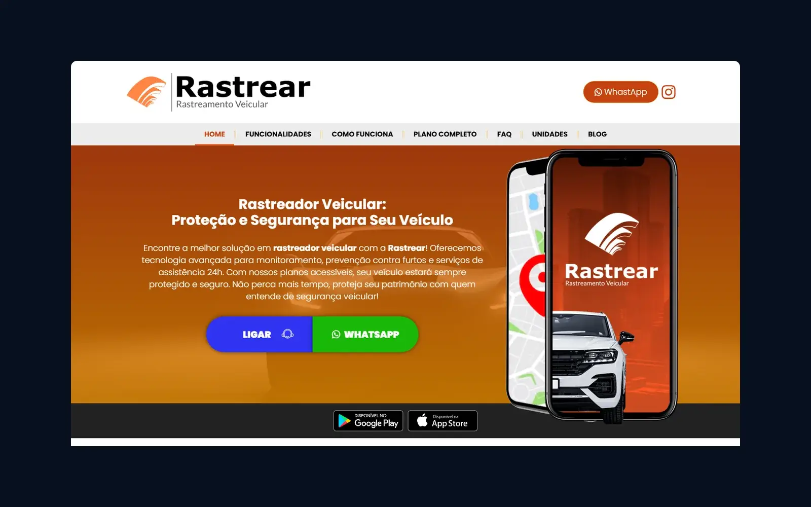 Site de Rastrear MG em janela de navegador