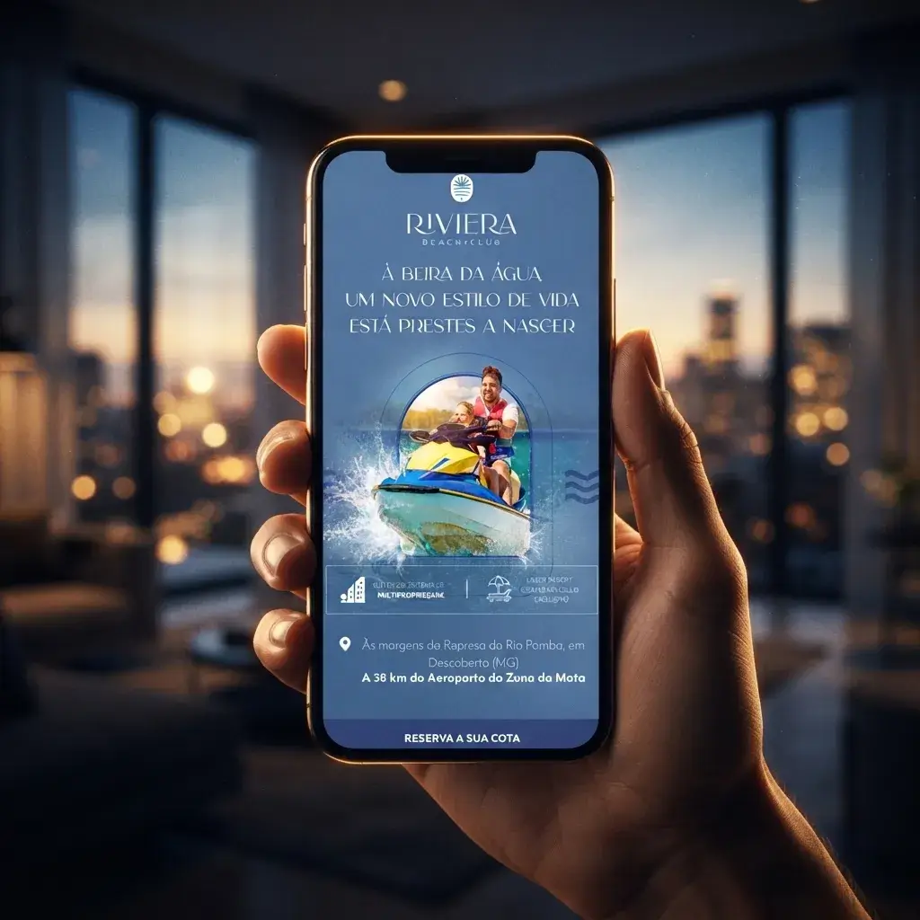 Versão mobile do site de Riviera de Descoberto em uso