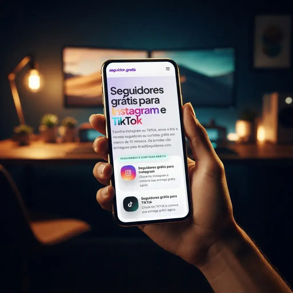 Versão mobile do site de Seguidor Grátis em uso