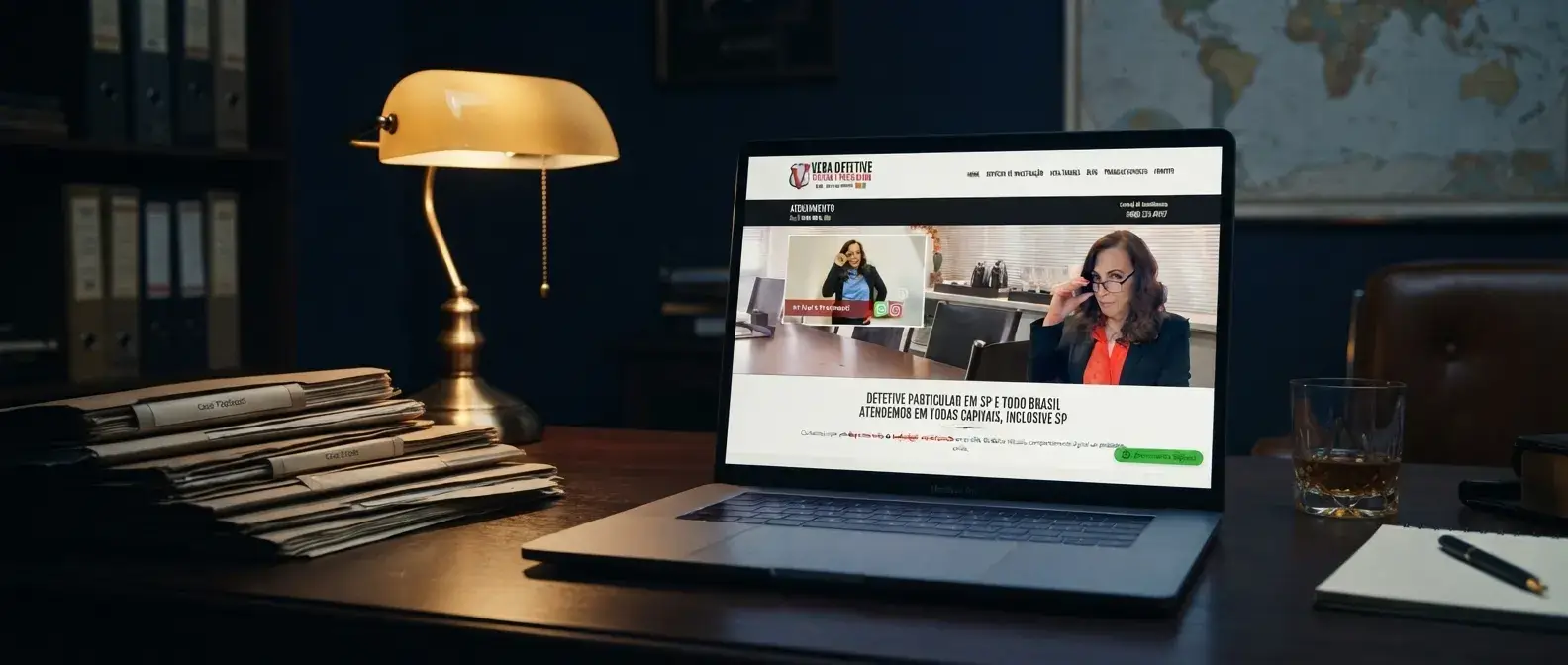 Site de Vera Detetive Particular em uso no ambiente do negócio
