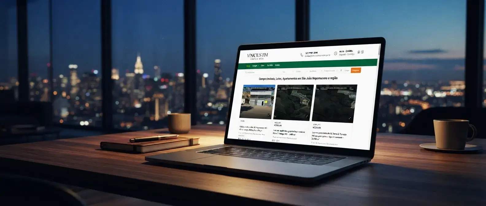 Site de Vinícius Tim Corretor em uso no ambiente do negócio